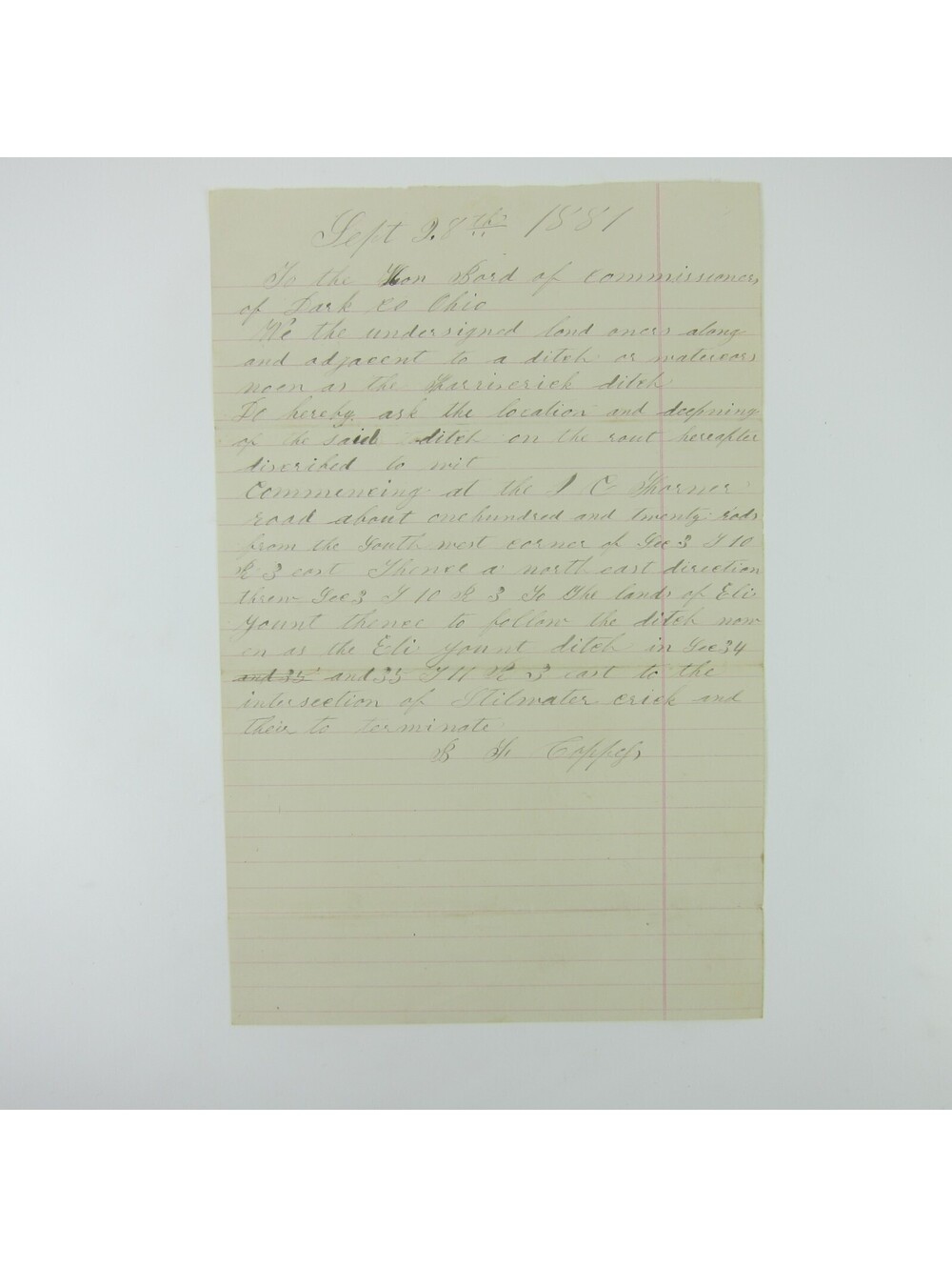 Antique 1881 Handwritten Letter Benjamin Franklin Coppess To Darke County Ohio